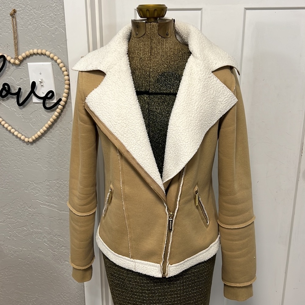 MICHAEL MICHAEL KORS SHERPA LINED MOTO STYLE JACKET SMALL